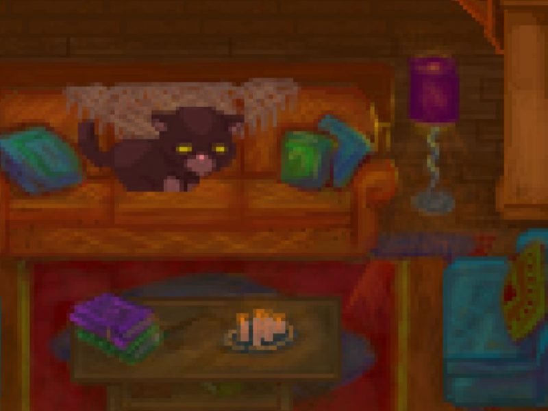 "Romeow, Little cat in the bookstore", Διώνη Διώχνου, 2D game, pixel art, 2023